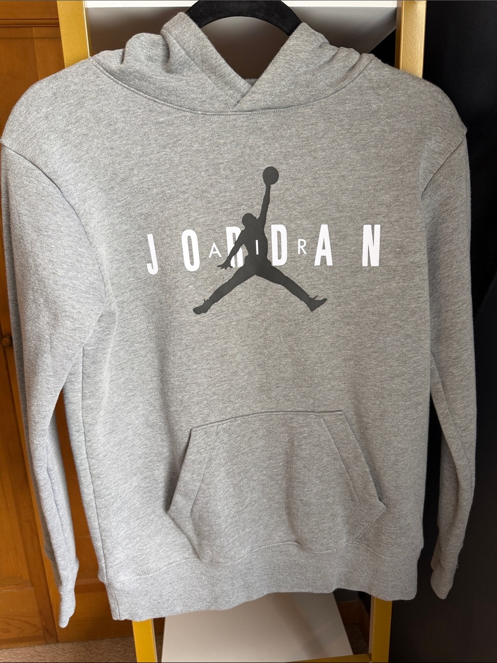 Jordan Gray Hoodie with Black Jumpman and White Lettering
